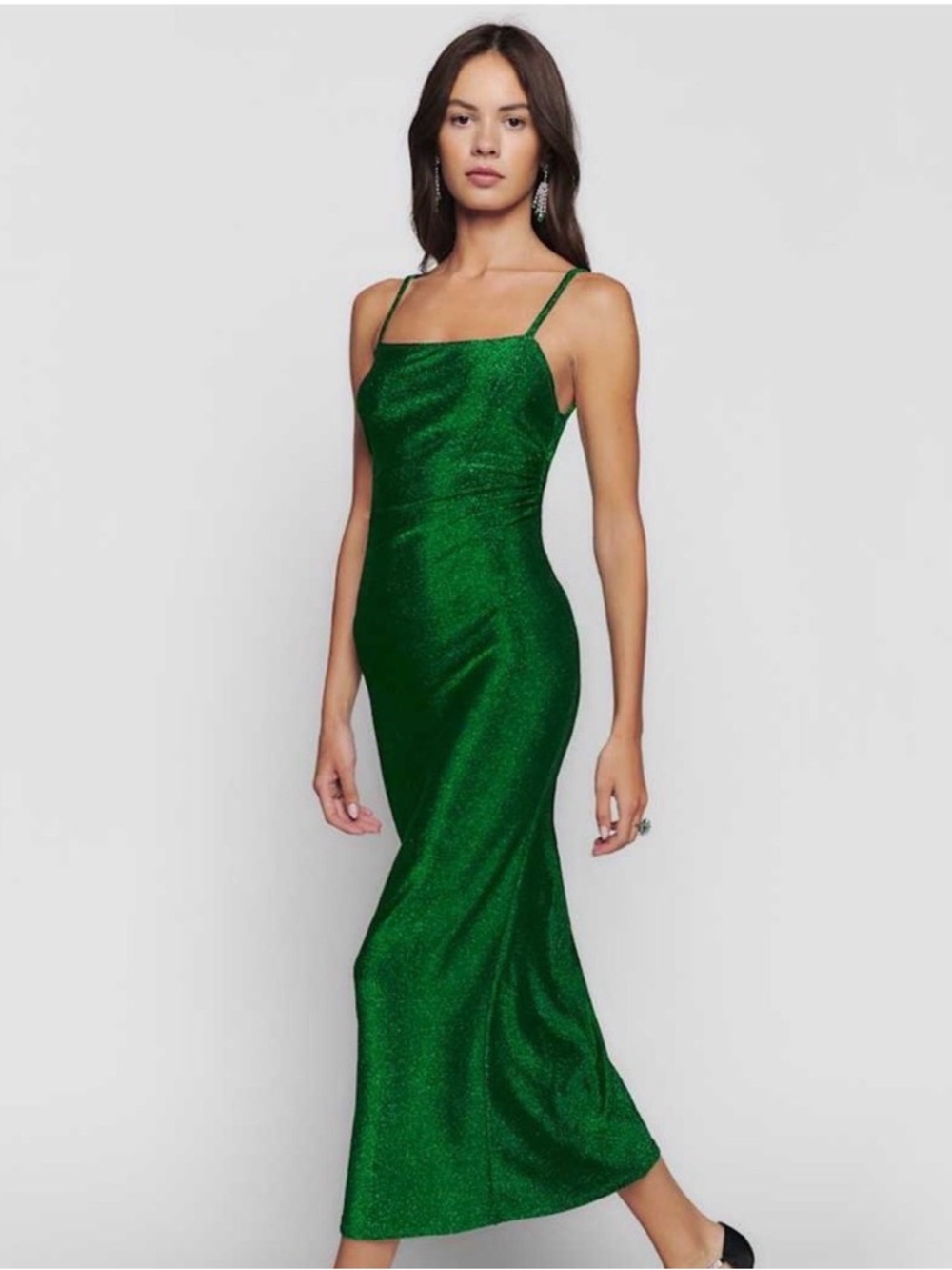 Reformation Breslin Metallic Knit Dress - Sparkling Emerald - Size Small